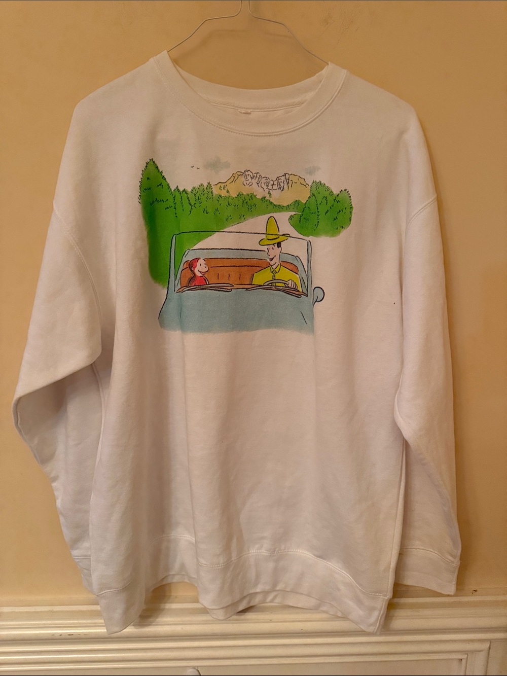 Curious George White Road Trip Sweatshirt Size XL